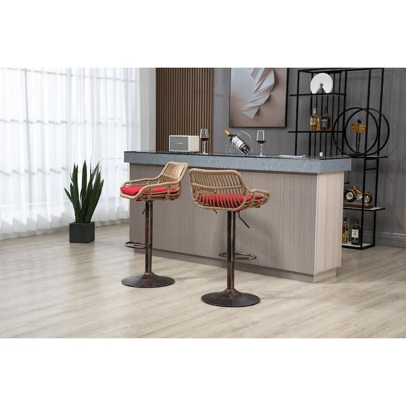 Tabourets de bar pivotants lot de 2, chaises de comptoir réglables avec repose-pieds pour cuisine, salle à manger 2 pièces/lot