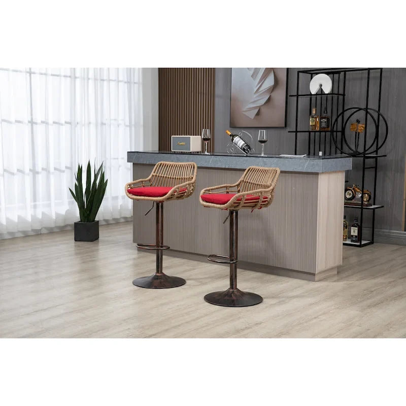 Tabourets de bar pivotants lot de 2, chaises de comptoir réglables avec repose-pieds pour cuisine, salle à manger 2 pièces/lot