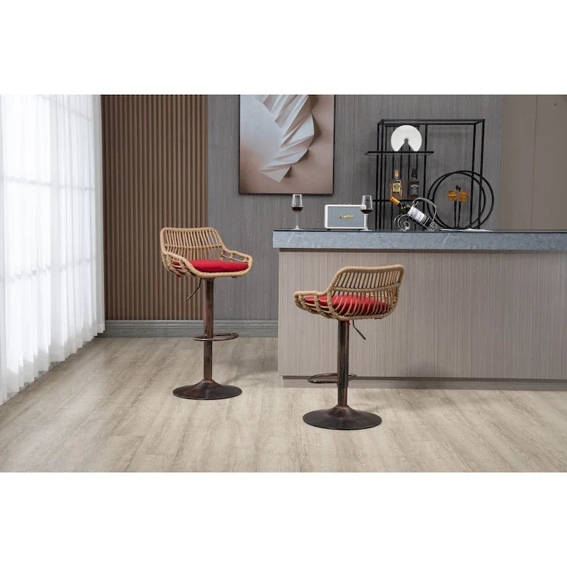 Tabourets de bar pivotants lot de 2, chaises de comptoir réglables avec repose-pieds pour cuisine, salle à manger 2 pièces/lot
