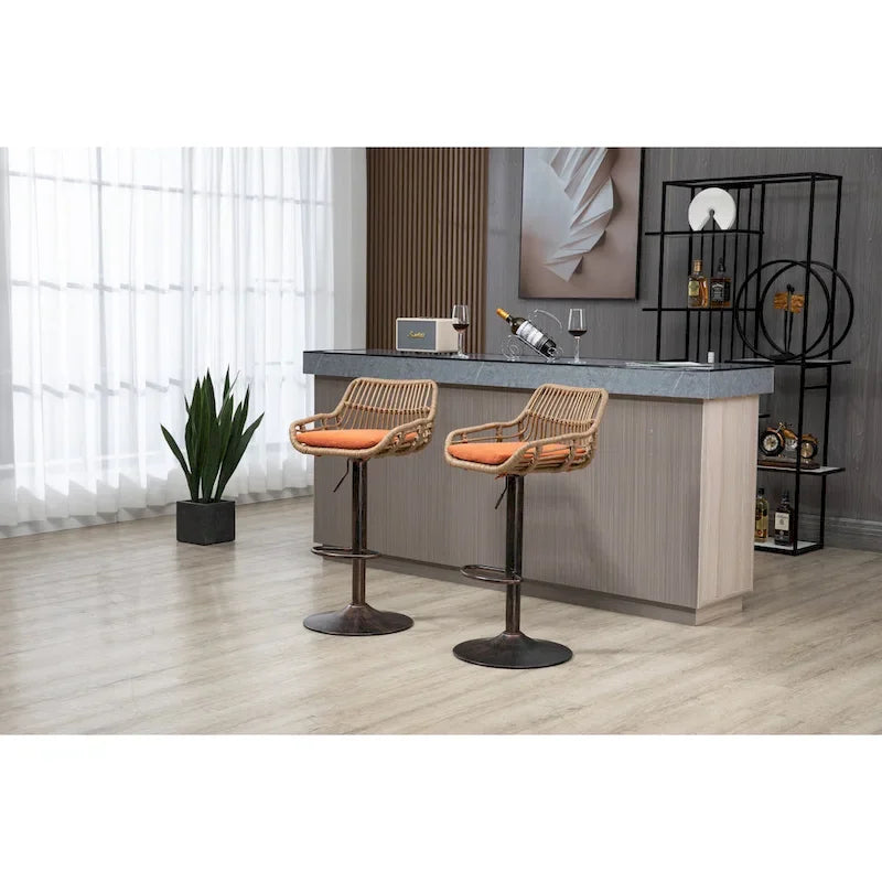 Tabourets de bar pivotants lot de 2, chaises de comptoir réglables avec repose-pieds pour cuisine, salle à manger 2 pièces/lot