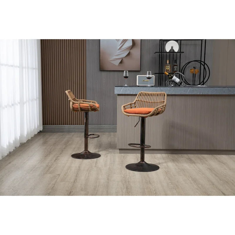 Tabourets de bar pivotants lot de 2, chaises de comptoir réglables avec repose-pieds pour cuisine, salle à manger 2 pièces/lot