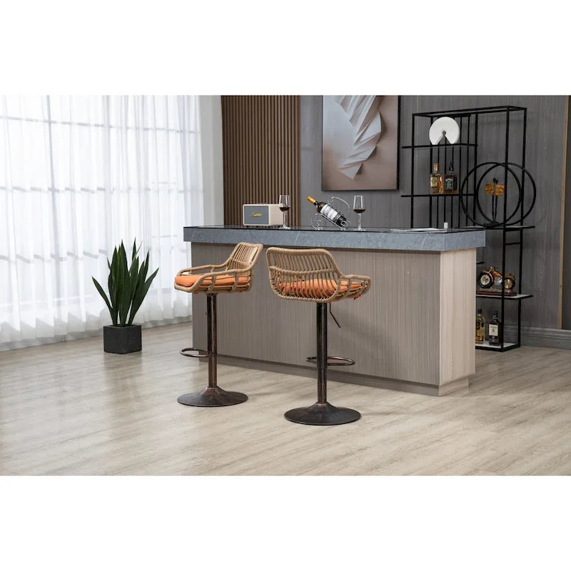 Tabourets de bar pivotants lot de 2, chaises de comptoir réglables avec repose-pieds pour cuisine, salle à manger 2 pièces/lot