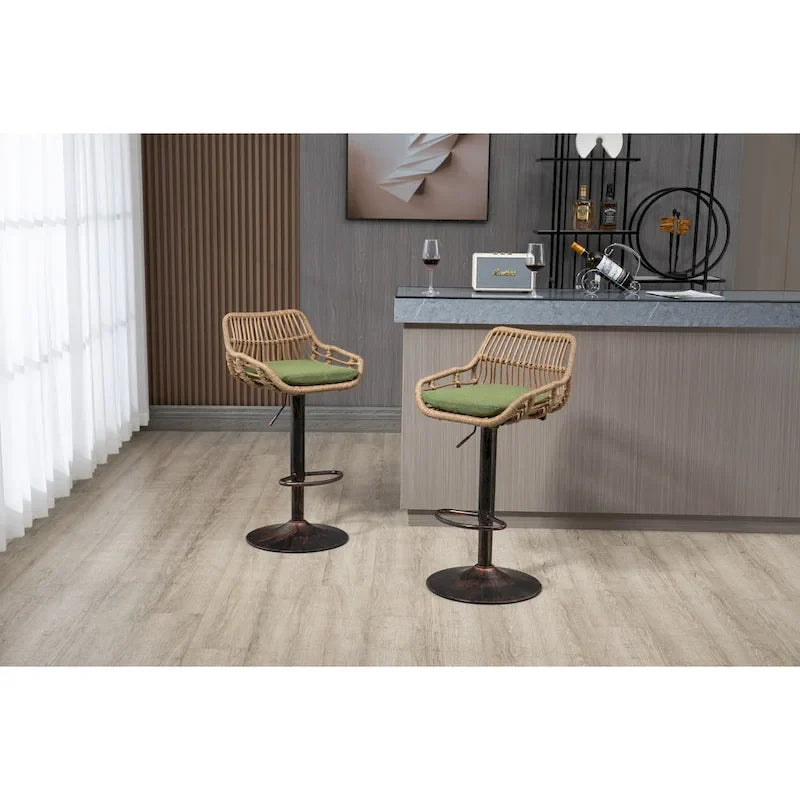 Tabourets de bar pivotants lot de 2, chaises de comptoir réglables avec repose-pieds pour cuisine, salle à manger 2 pièces/lot