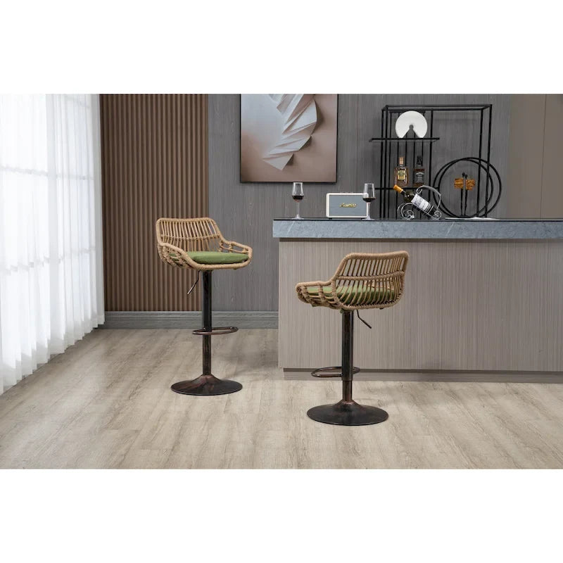 Tabourets de bar pivotants lot de 2, chaises de comptoir réglables avec repose-pieds pour cuisine, salle à manger 2 pièces/lot