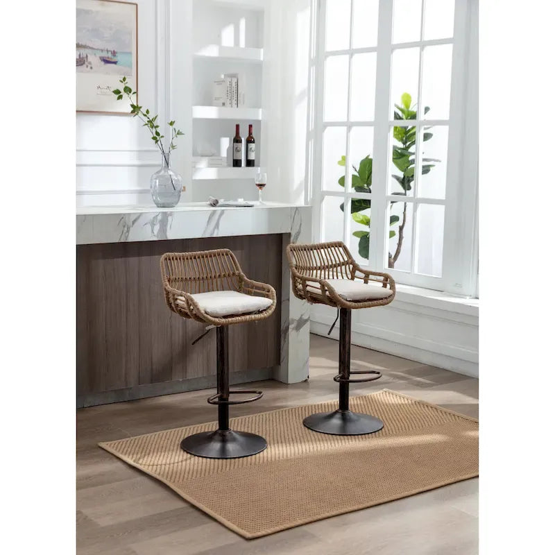 Tabourets de bar pivotants lot de 2, chaises de comptoir réglables avec repose-pieds pour cuisine, salle à manger 2 pièces/lot