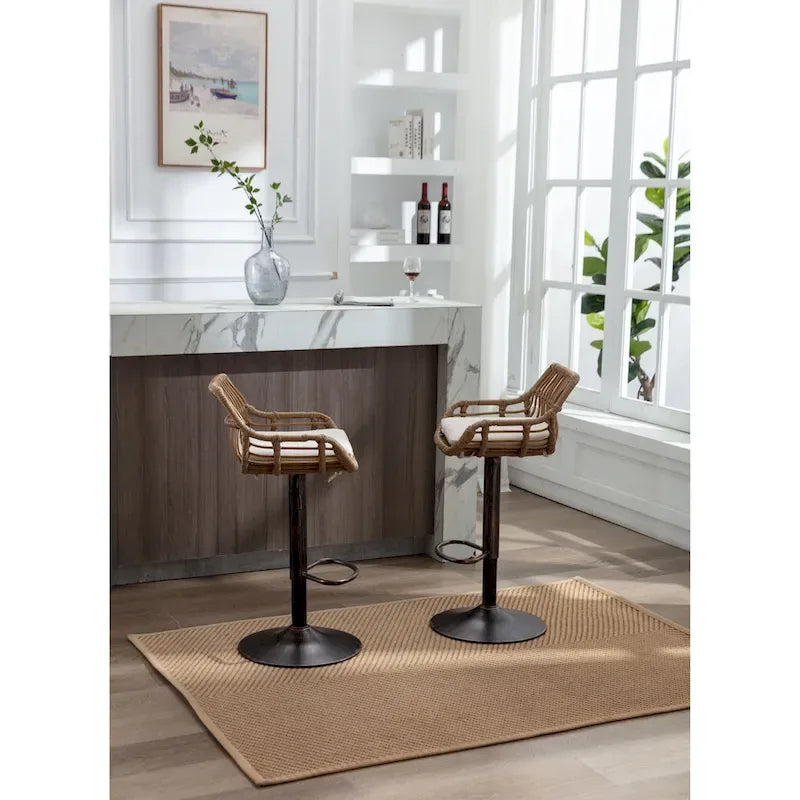 Tabourets de bar pivotants lot de 2, chaises de comptoir réglables avec repose-pieds pour cuisine, salle à manger 2 pièces/lot