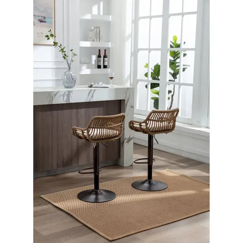 Tabourets de bar pivotants lot de 2, chaises de comptoir réglables avec repose-pieds pour cuisine, salle à manger 2 pièces/lot