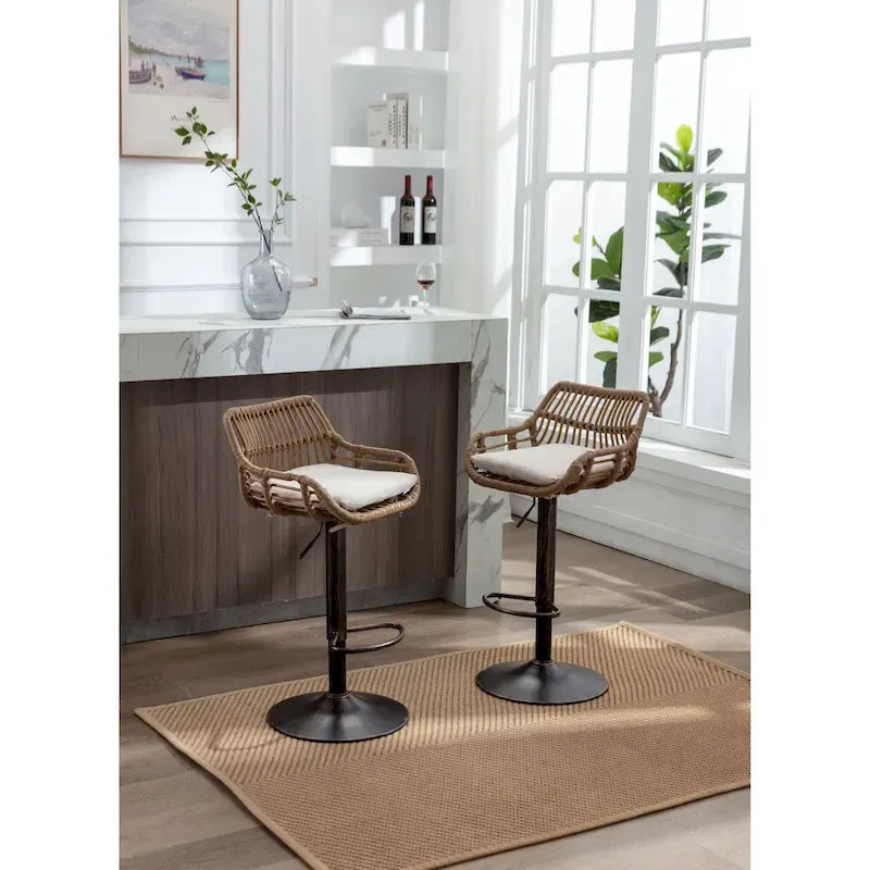 Tabourets de bar pivotants lot de 2, chaises de comptoir réglables avec repose-pieds pour cuisine, salle à manger 2 pièces/lot