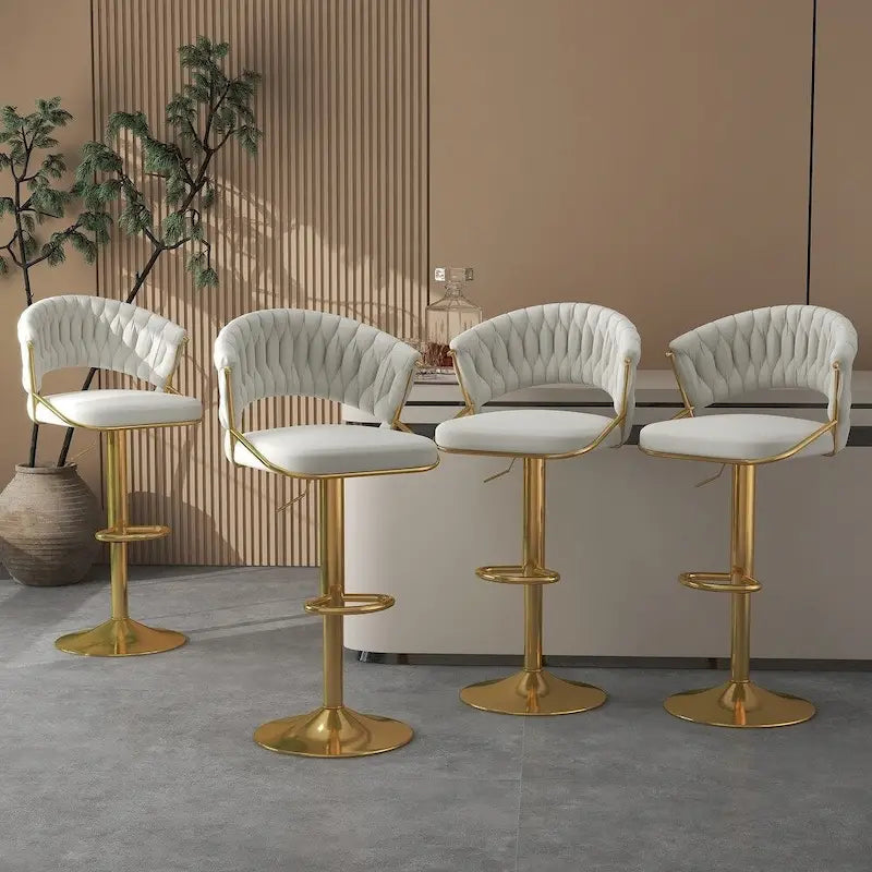 Tabourets de bar modernes en velours avec dossier (lot de 4)