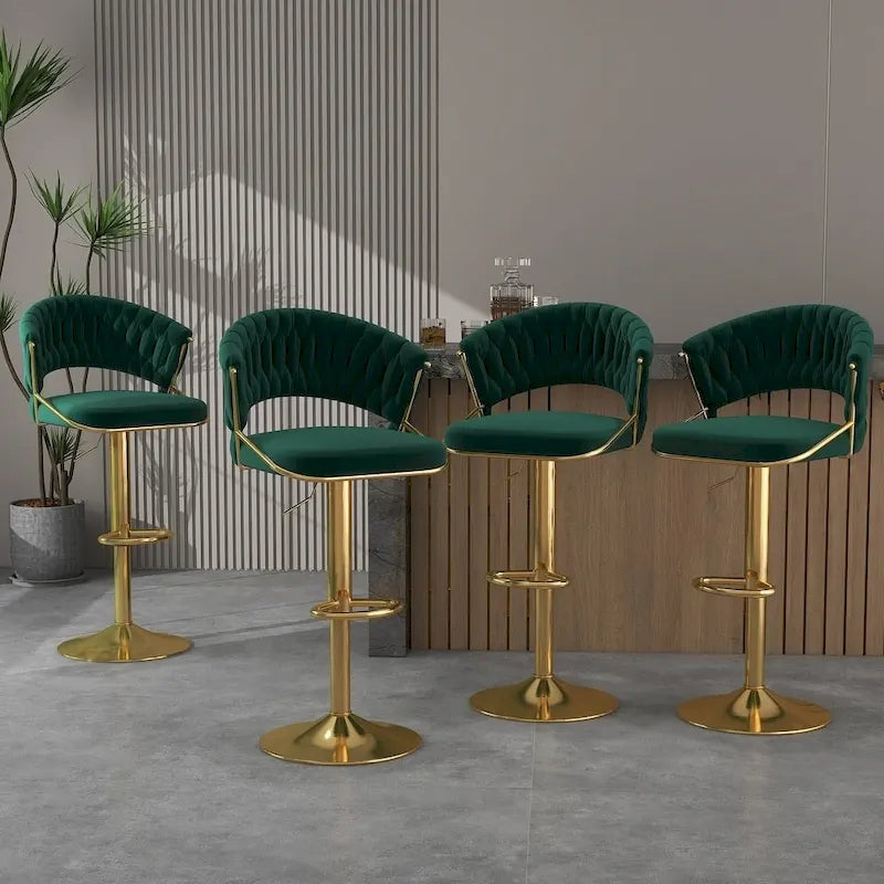 Tabourets de bar modernes en velours avec dossier (lot de 4)