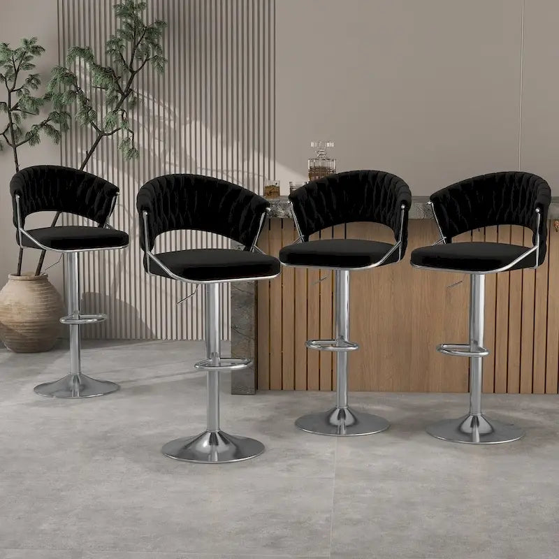 Tabourets de bar modernes en velours avec dossier (lot de 4)
