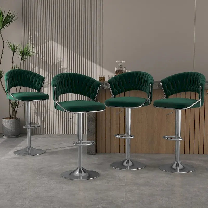 Tabourets de bar modernes en velours avec dossier (lot de 4)