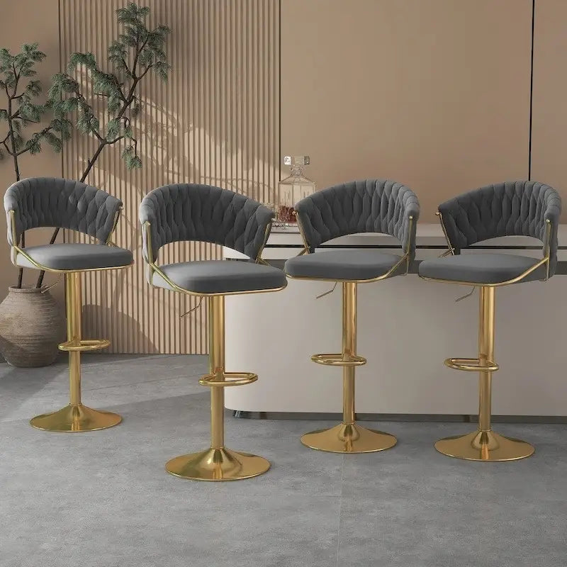 Tabourets de bar modernes en velours avec dossier (lot de 4)