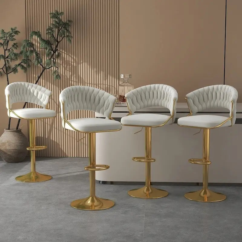 Tabourets de bar modernes en velours avec dossier (lot de 4)