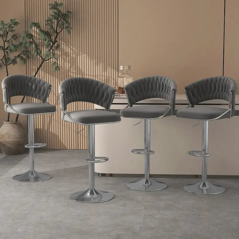 Tabourets de bar modernes en velours avec dossier (lot de 4)