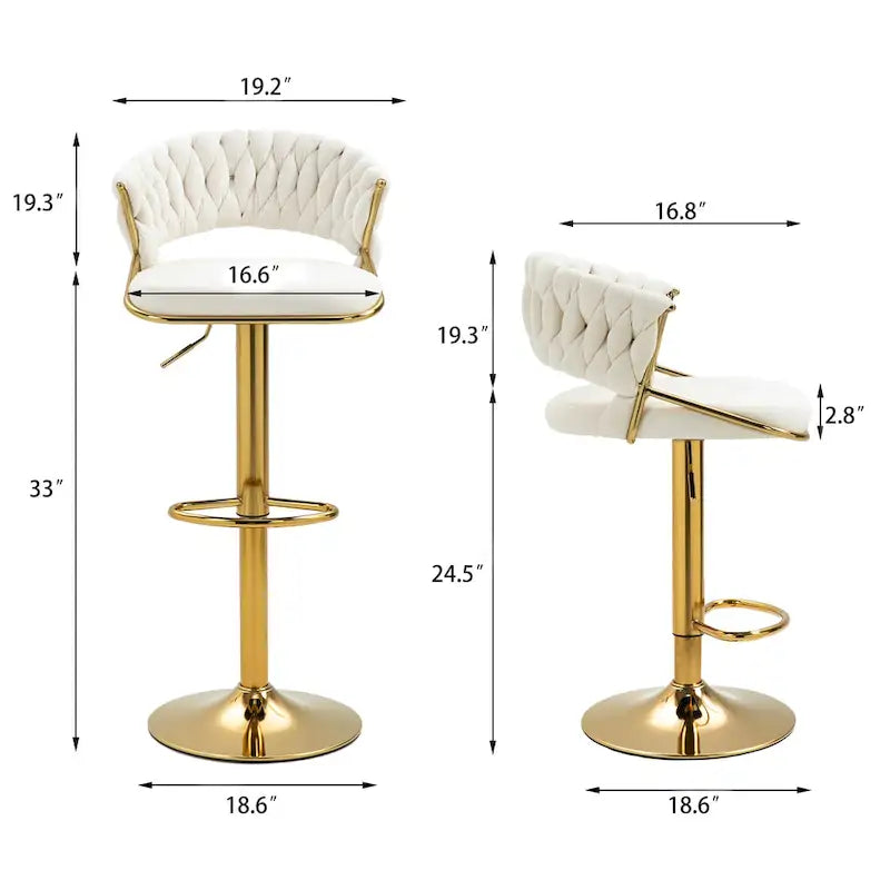 Tabourets de bar modernes en velours avec dossier (lot de 4)