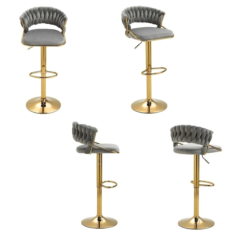 Tabourets de bar modernes en velours avec dossier (lot de 4)