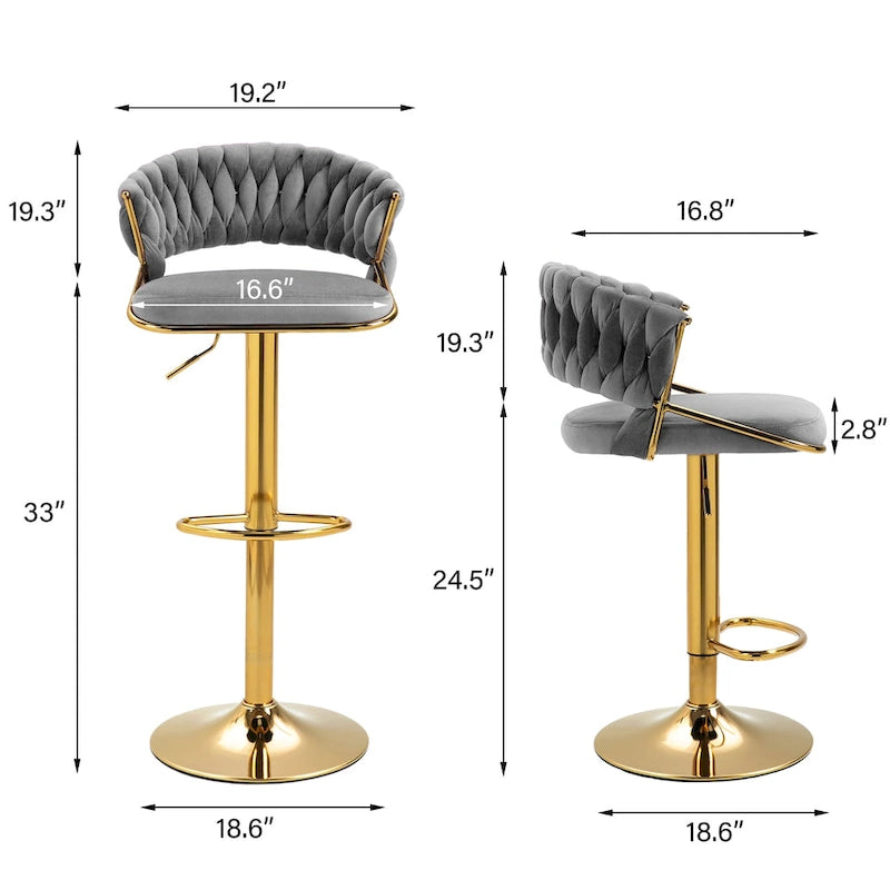 Tabourets de bar modernes en velours avec dossier (lot de 4)