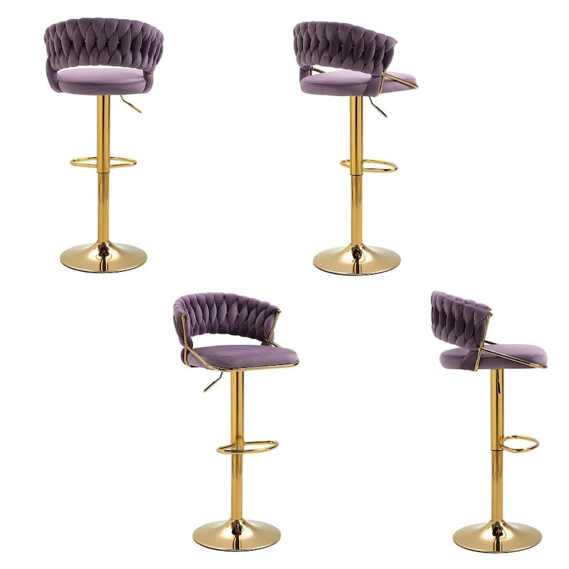 Tabourets de bar modernes en velours avec dossier (lot de 4)