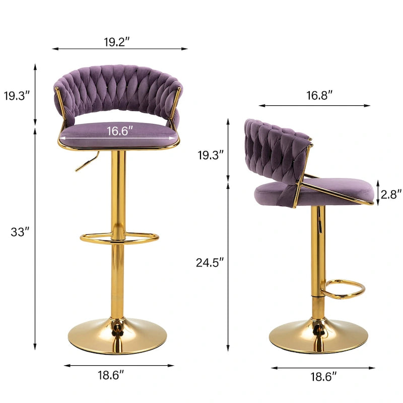 Tabourets de bar modernes en velours avec dossier (lot de 4)