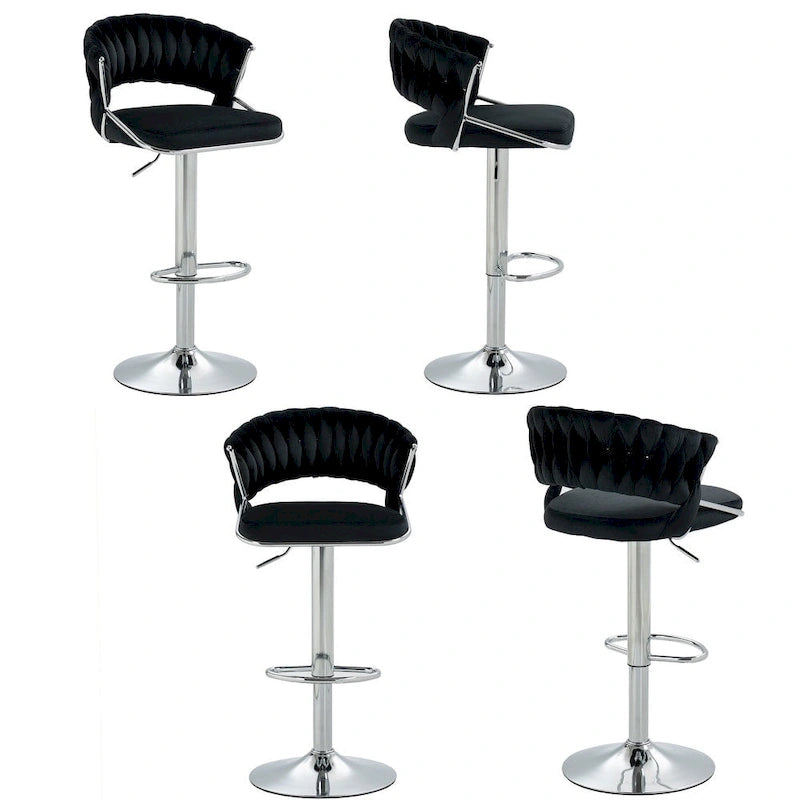 Tabourets de bar modernes en velours avec dossier (lot de 4)
