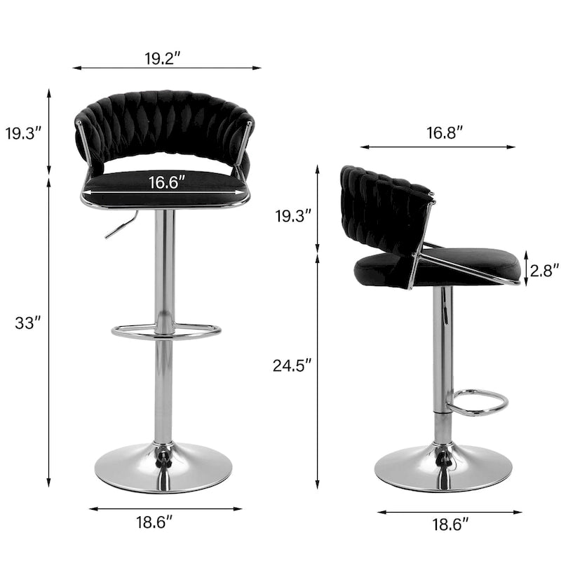 Tabourets de bar modernes en velours avec dossier (lot de 4)