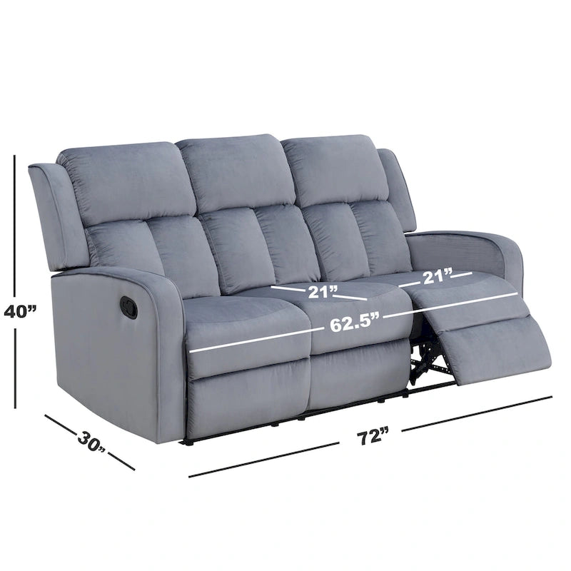 Canapé inclinable en tissu gris-bleu Dale