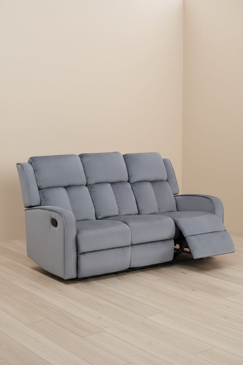 Canapé inclinable en tissu gris-bleu Dale
