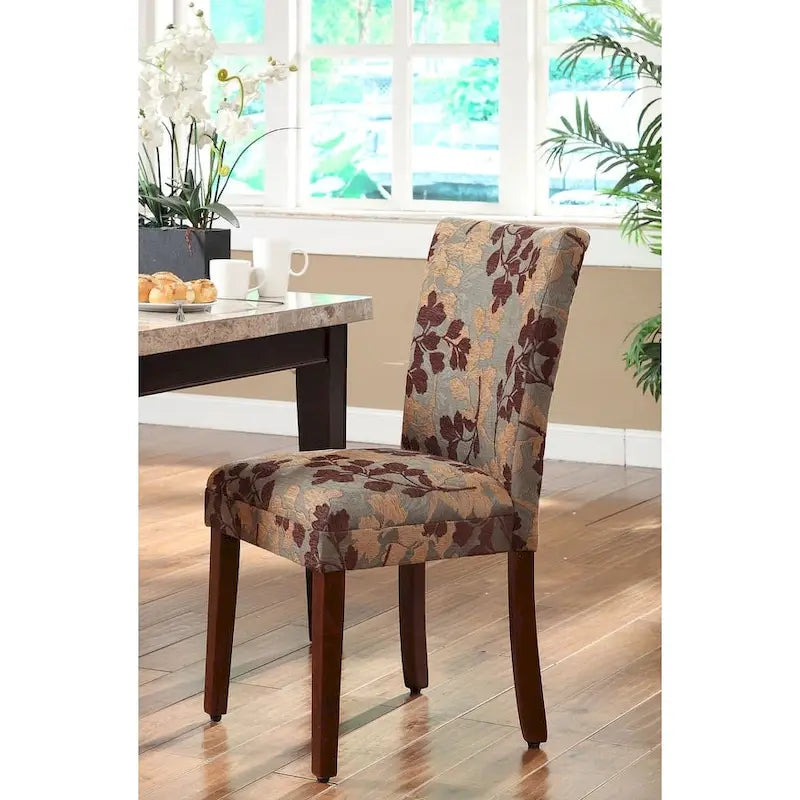 Chaise de salle à manger en chenille florale texturée sauge classique