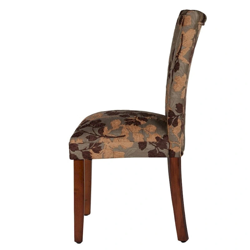 Chaise de salle à manger en chenille florale texturée sauge classique