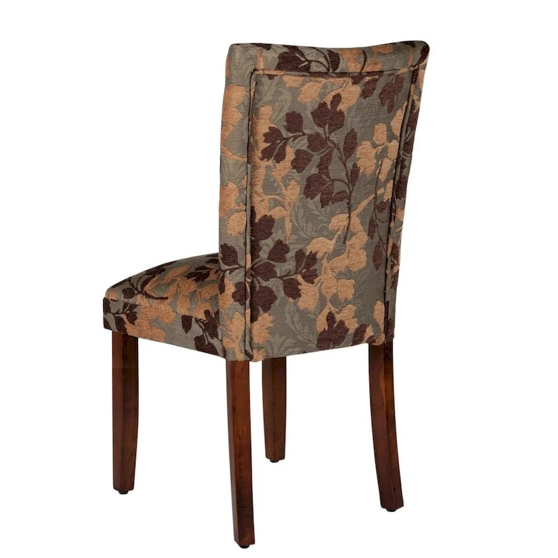Chaise de salle à manger en chenille florale texturée sauge classique
