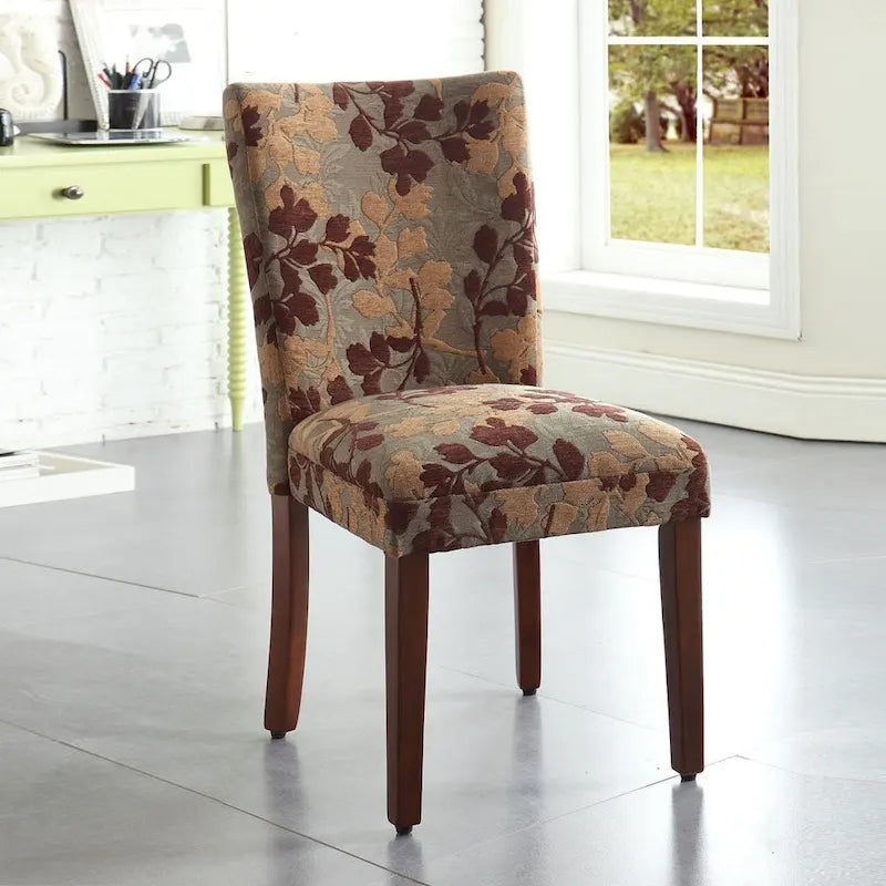 Chaise de salle à manger en chenille florale texturée sauge classique