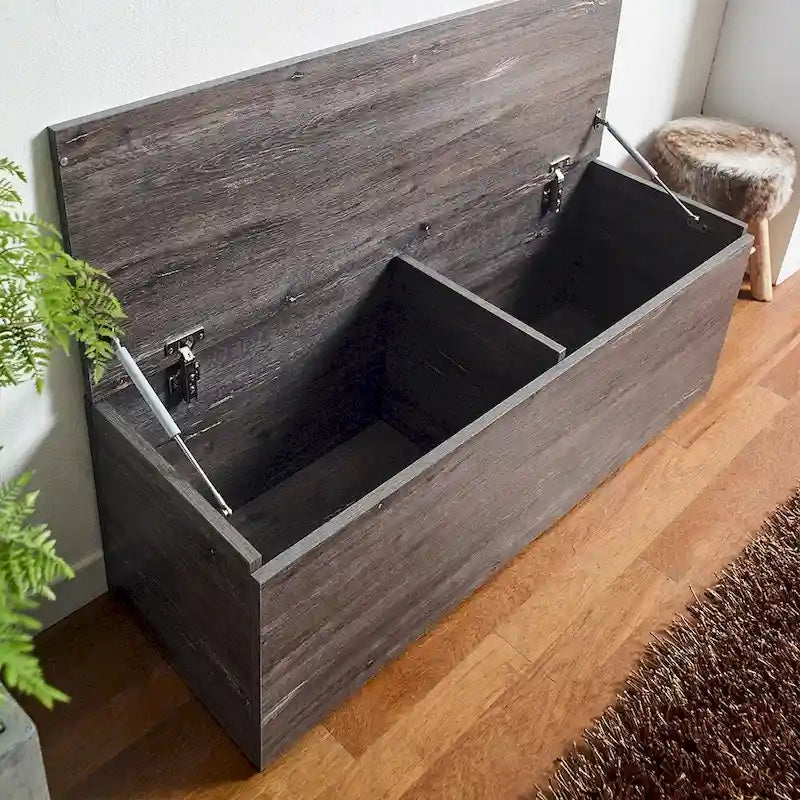 Banc de rangement Dean Farmhouse gris rustique