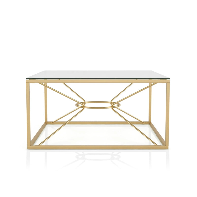 Table basse Glam en acier et verre doré de 35 po par