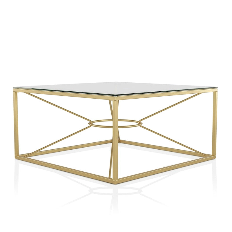 Table basse Glam en acier et verre doré de 35 po par