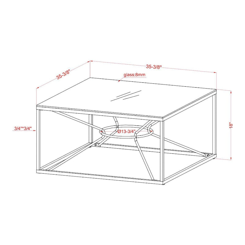 Table basse Glam en acier et verre doré de 35 po par