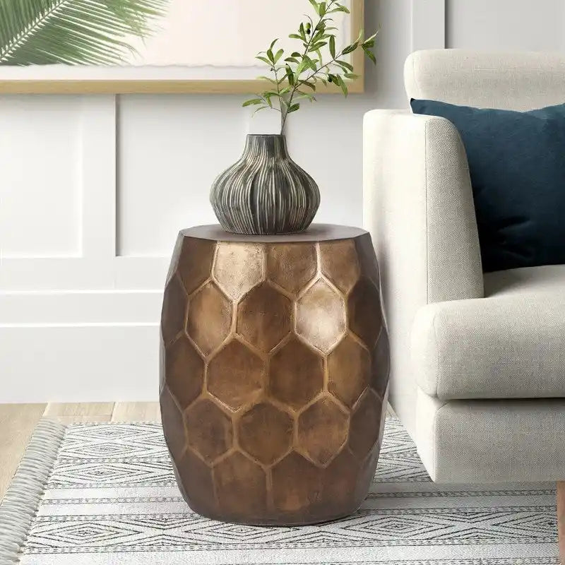 Table d'appoint ou tabouret d'extérieur rond en cuivre pour patio