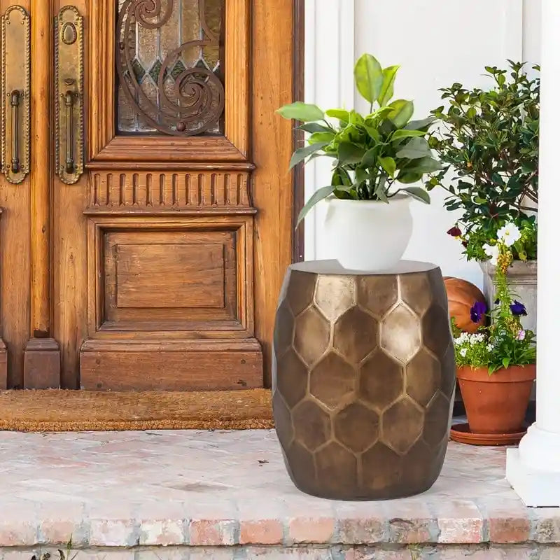 Table d'appoint ou tabouret d'extérieur rond en cuivre pour patio