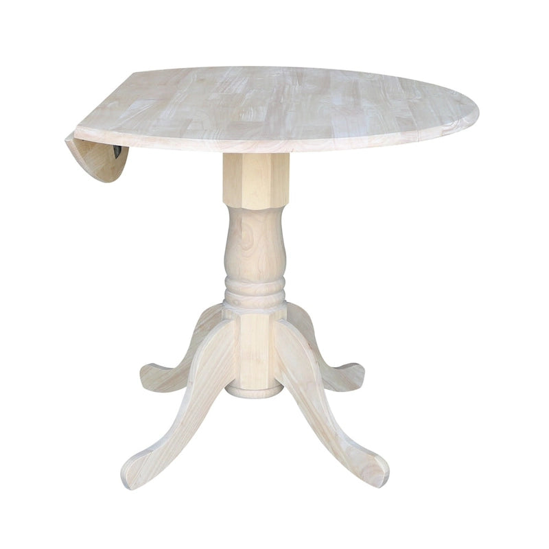Table de salle à manger ronde en bois massif avec abattants de 36 pouces - Non finie