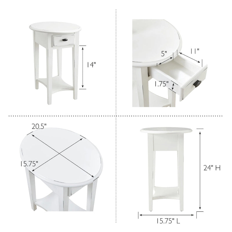 Table d'appoint ovale en bois dur