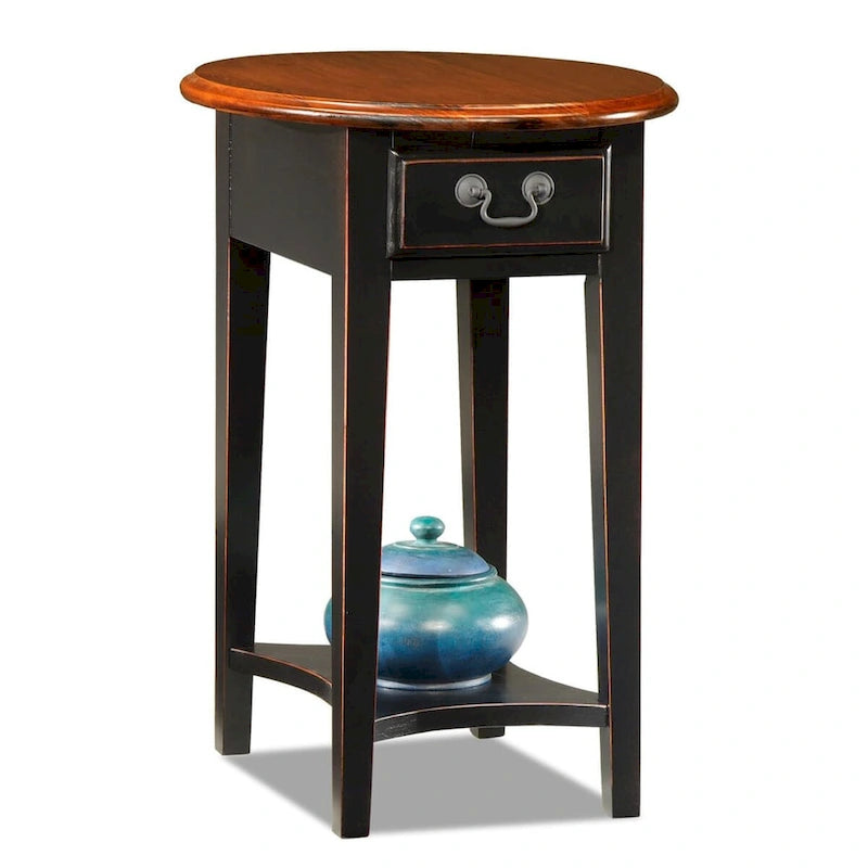 Table d'appoint ovale en bois dur
