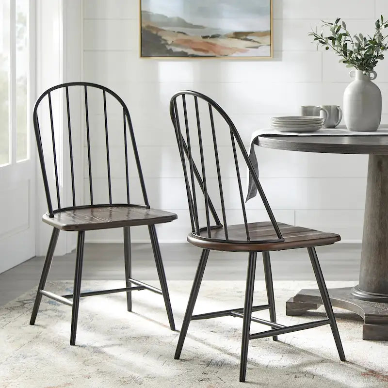 Chaises de salle à manger à barreaux en matériaux mixtes (lot de 2)
