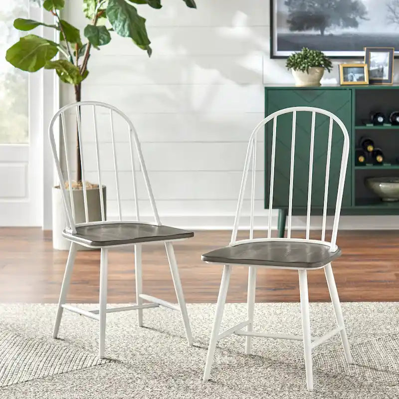 Chaises de salle à manger à barreaux en matériaux mixtes (lot de 2)