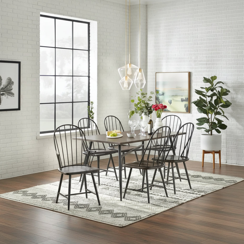 Chaises de salle à manger à barreaux en matériaux mixtes (lot de 2)