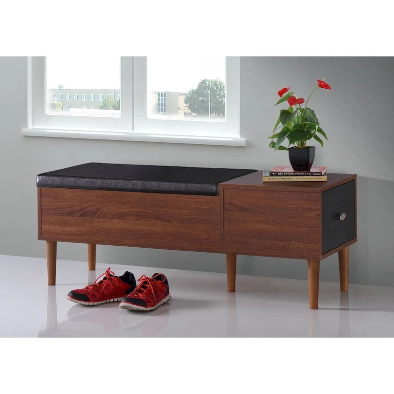 Banc à chaussures 1 tiroir du milieu du siècle par