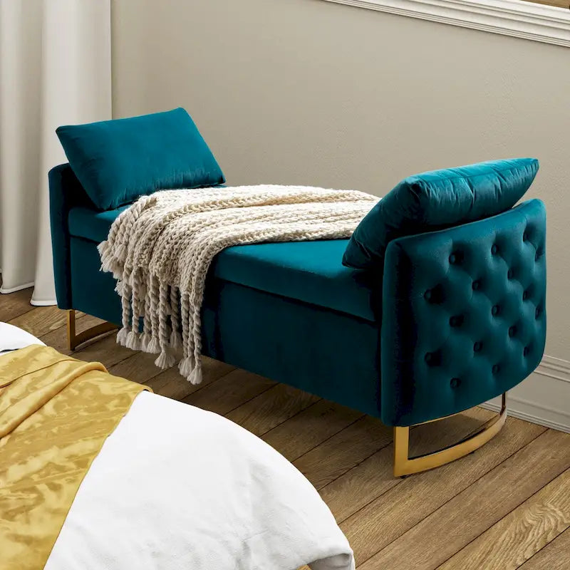 Banc de rangement capitonné moderne avec plateau rabattable par
