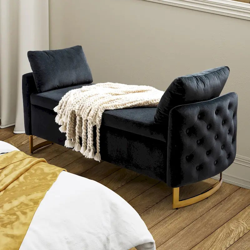 Banc de rangement capitonné moderne avec plateau rabattable par