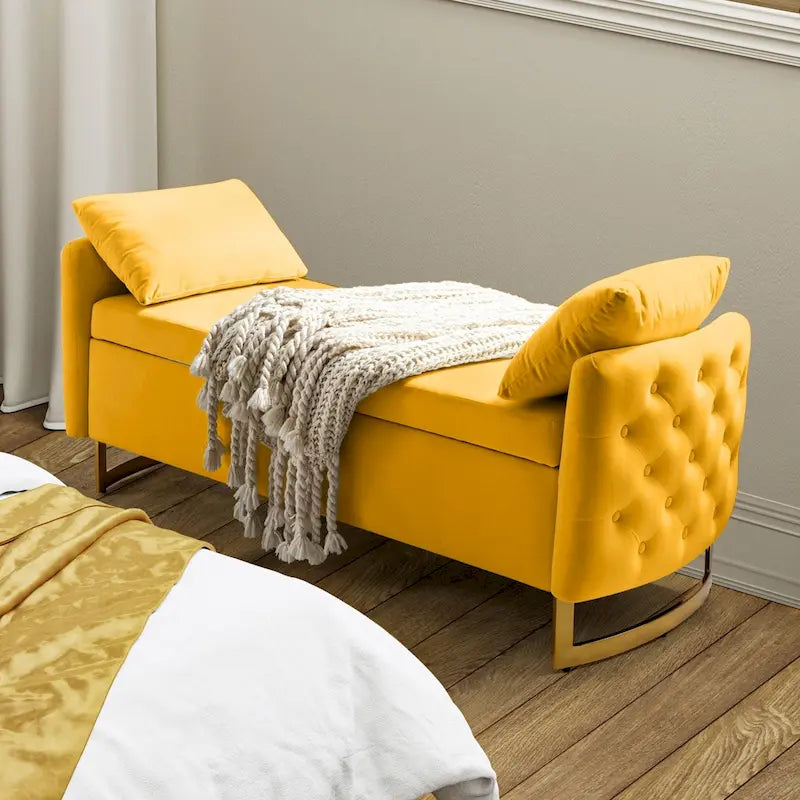 Banc de rangement capitonné moderne avec plateau rabattable par