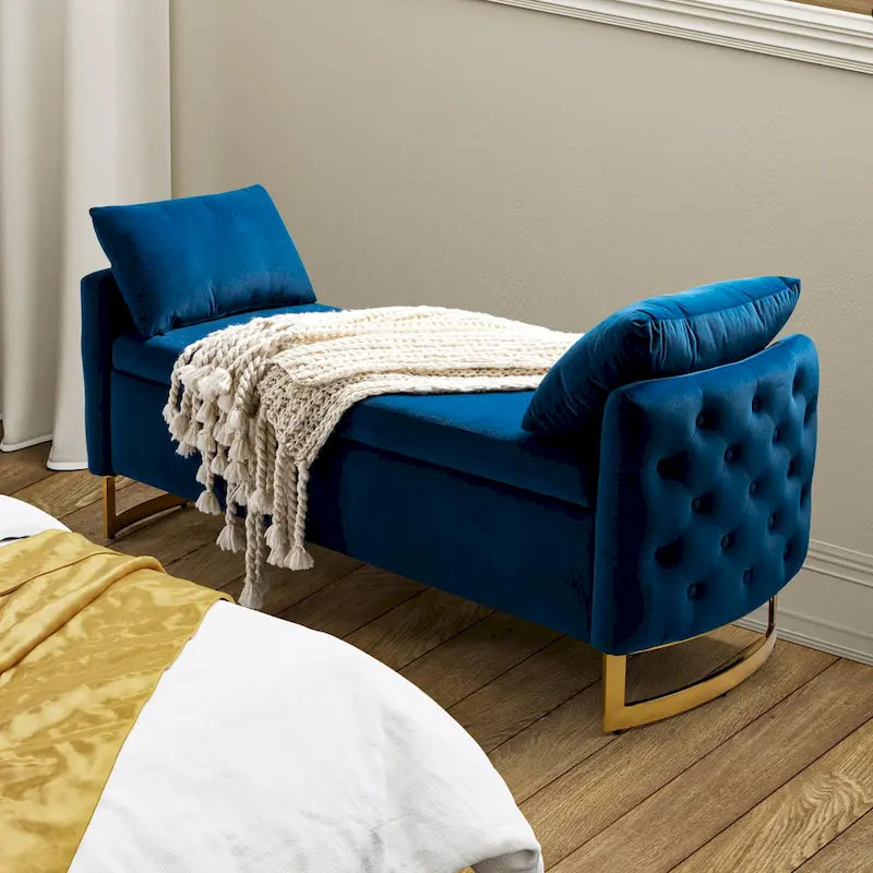 Banc de rangement capitonné moderne avec plateau rabattable par