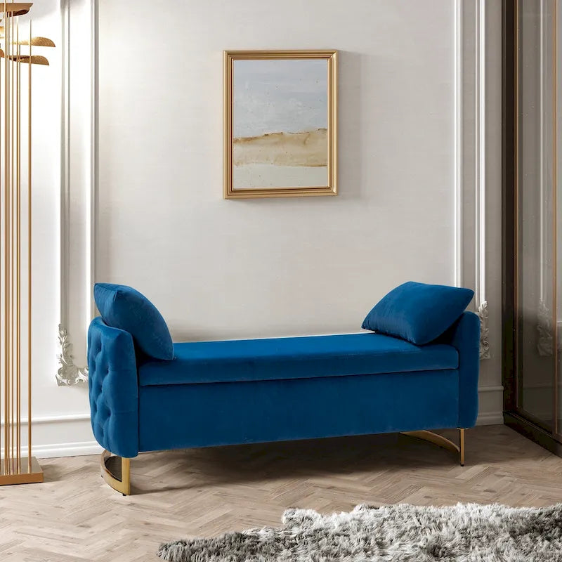 Banc de rangement capitonné moderne avec plateau rabattable par
